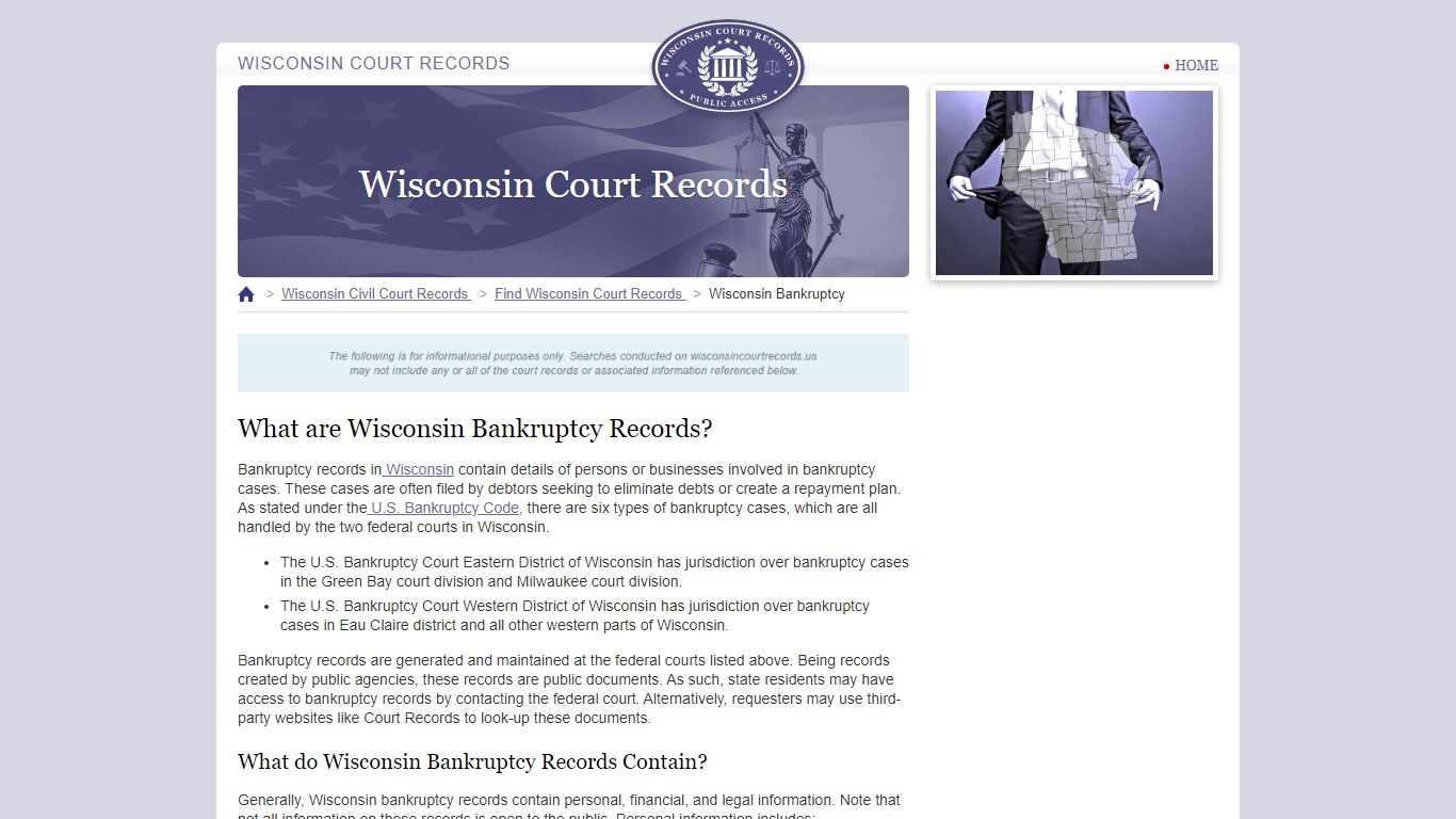 What are Wisconsin Bankruptcy Records? | WisconsinCourtRecords.us